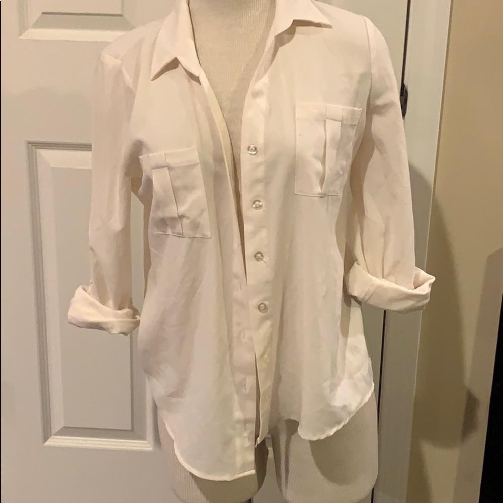Cream Dress Button Down Top